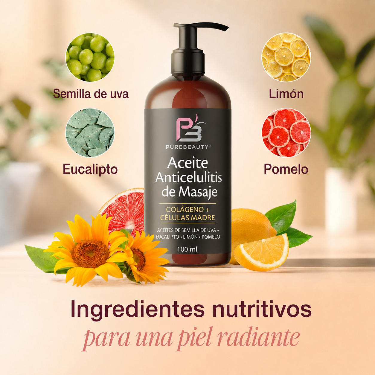 Purebeauty - Aceite Anti Celulitis con Colágeno